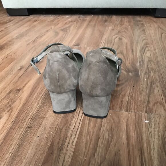 Yves Saint Laurent 7 M Taupe Suede Pumps Crisscross Straps Low Heel Italy YSL - Picture 3 of 8